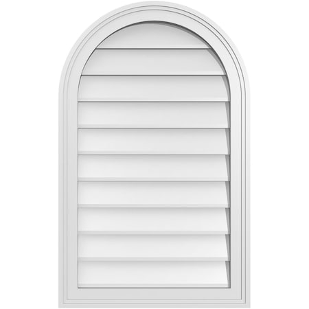 Ekena Millwork Round Top Surface Mount PVC Gable Vent w/ 2"W x 1-1/2"P Brickmould Frame, 20"W x 32"H GVPRT20X3202SN